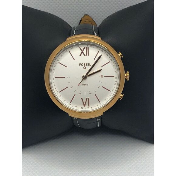 Fossil Q FTW5021 Women's Black Leather Analog Dial Wrist Hybrid Smart Watch HK41 - Picture 1 of 9
